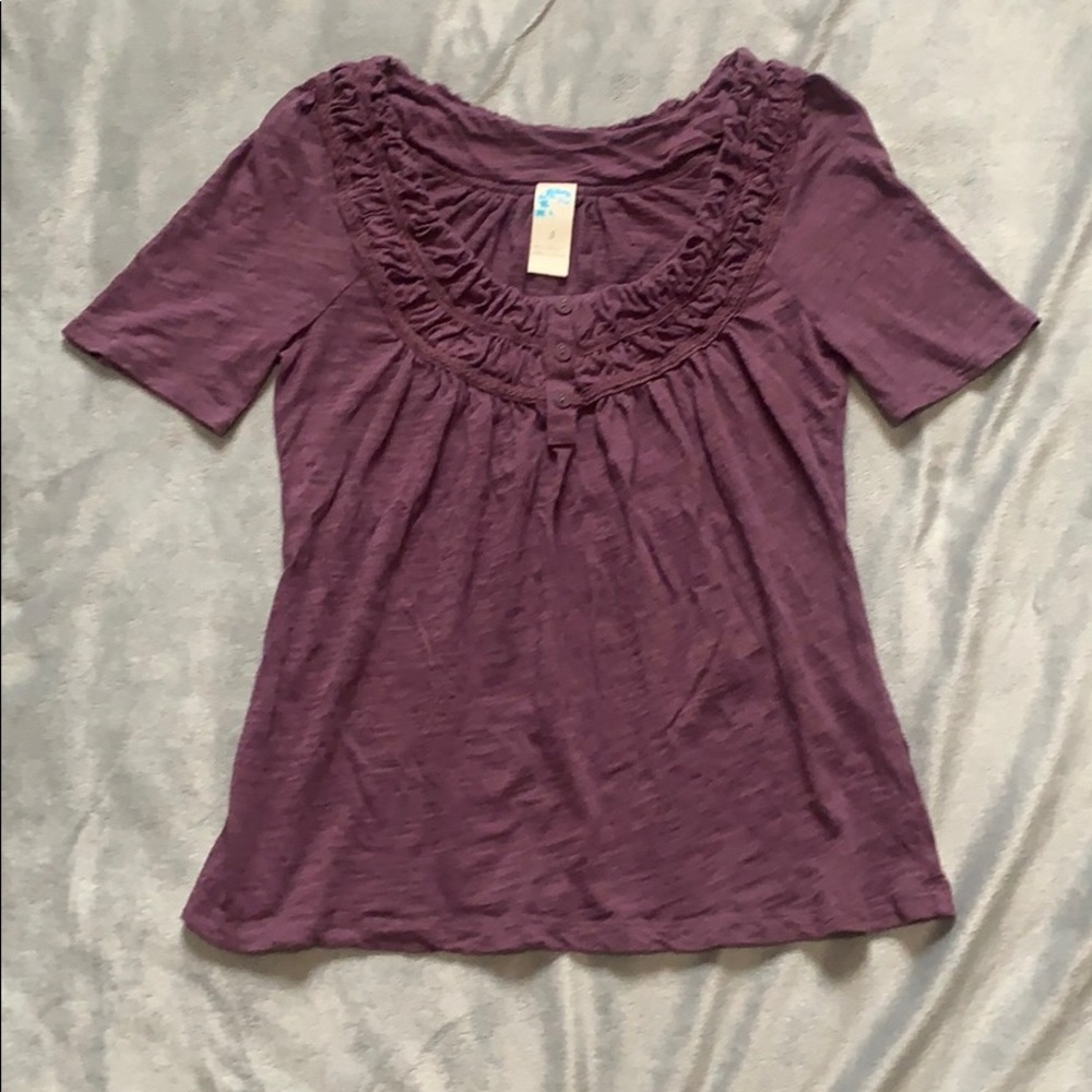 Anthropologie Purple Scoop Neck Tee